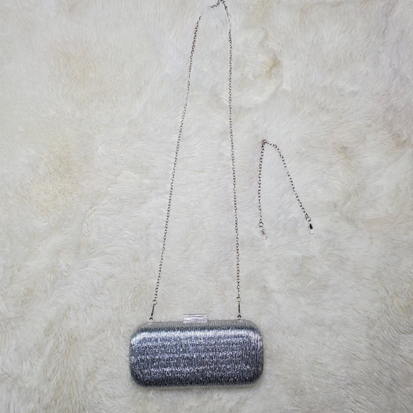 Metallic Silver Hard Shell Clutch - Picture 2 of 6